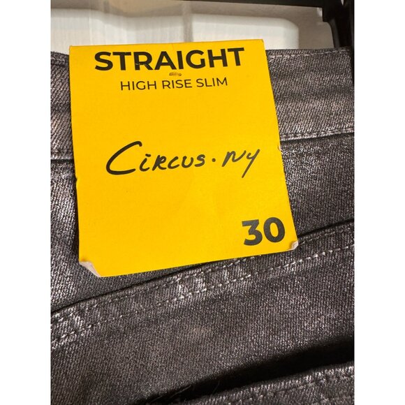 Circus NY High Rise Slim Straight Size 30 Shimmer Stretch Black Silver NWT Sam E - Picture 5 of 11